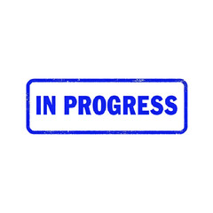 Neon Blue 'In Progress' Sign:  Digital Art, Loading Screen, Under Construction Graphic, Website Banner, Progress Indicator