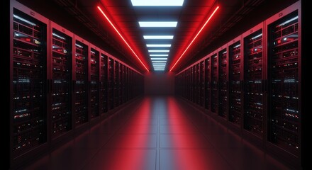 Futuristic Server Room with Neon Lighting