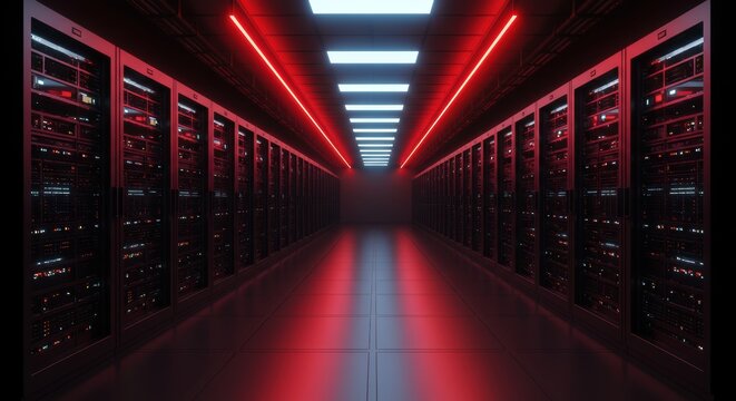 Futuristic Server Room with Neon Lighting