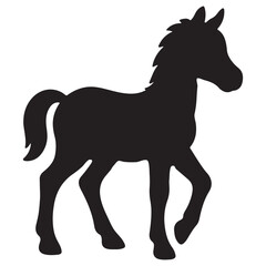 Obraz premium Child riding pony silhouette with helmet and joyful postur