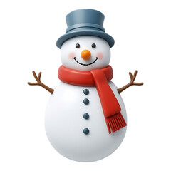 Festive 3D Cartoon Snowman with Red Scarf