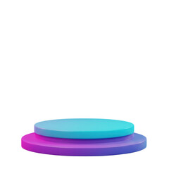 Two tier round podium in blue and purple isolated on transparent background