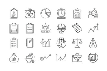 Personal Finance Planning Line Icons Collection Budgeting Investment Savings Analytics Money Management Vector Set