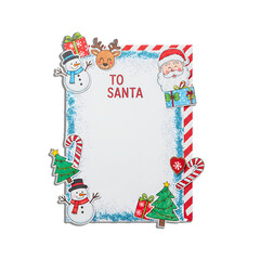 Fototapeta premium Christmas Letter To Santa Claus Festive Holiday Stationery Design For Kids png isolated on transparent background