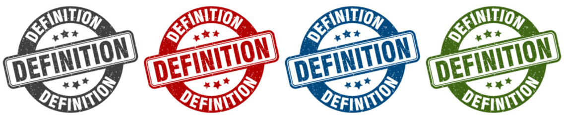 definition stamp. definition round stamp set isolated on white background