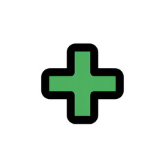 Obraz premium Green Plus Sign Icon Thick Outline Medical Cross isolated on a transparent background