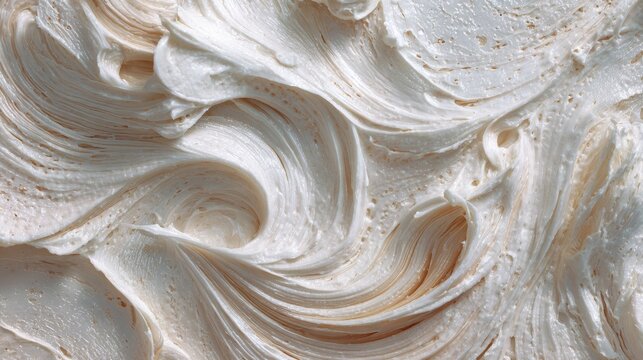 Creamy, textured swirls of pale icing