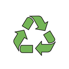 Green Recycle Arrows Icon Symbol Sign isolated on a transparent background recycling