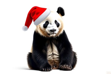 Naklejka premium christmas panda-celebrate a very merry festive holiday 