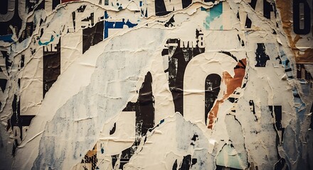 Fototapeta premium Textured surface of layered, torn posters.