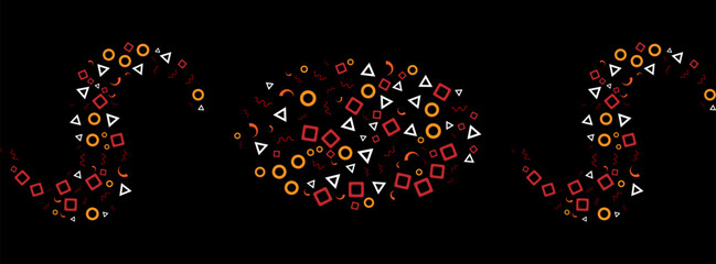 Abstract Colorful Geometric Pattern Against Black Background with Vibrant Shapes