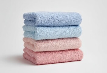 Stack of soft, pastel-colored towels