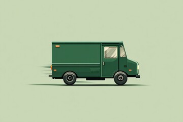 simple dark green delivery icon featuring delivery truck with no background, generated image