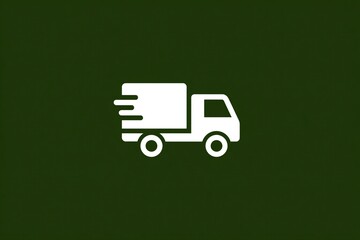 simple dark green delivery icon featuring delivery truck with no background, generated image