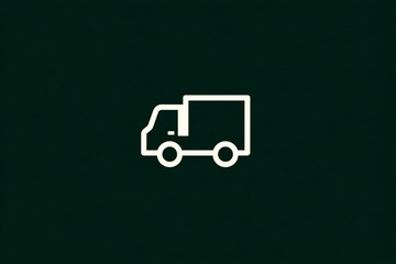 simple dark green delivery icon featuring delivery truck with no background, generated image
