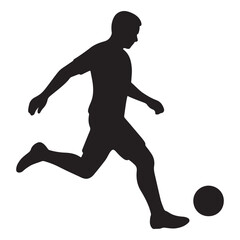 Obraz premium Football player kicking ball in dynamic action pose silhouette