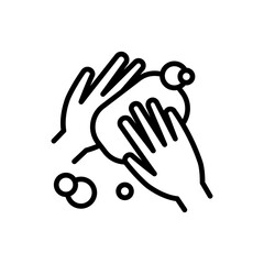 Wash hands outline icon. Hygiene symbol, logo illustration. Soap for hands and body. Hands disinfection. Isolated Vector Illustration.