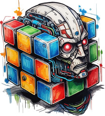 Retro robot cartoon illustration with space for text vintage technology icon design