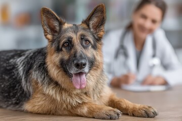 german shepherd dog with owner