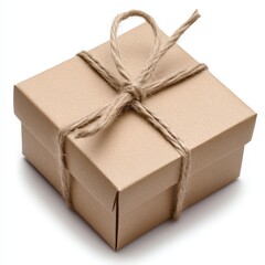 A charming brown gift box tied with twine, perfect for showcasing presents, eco-friendly packaging, or seasonal gifts, Ideal for holiday promotions, blogs about gifting, or product packaging ideas,