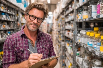 hispanic man in supermarket