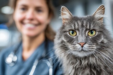 portrait of a young woman with cat