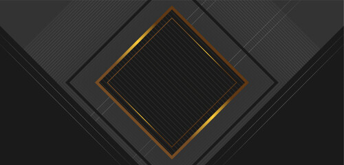 Modern square shape with seamless pattern suitable for banner, poster, seminar, business, campaign | Futuristic golden glowing vector background | Abstract gradient geometric background design

