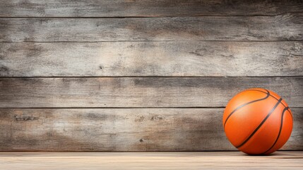 A vibrant orange basketball rests on a rustic wooden surface, surrounded by a soft, natural ambiance, This image is ideal for sports-themed projects, marketing materials, or articles about basketball