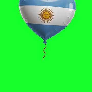 Argentina Flag Heart Balloon 4K Animation Green Screen
