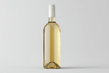 A light golden wine bottle,  simple and elegant, against a plain background