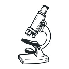 Vintage scientific microscope illustration on white background. Hand draw vector illustration
