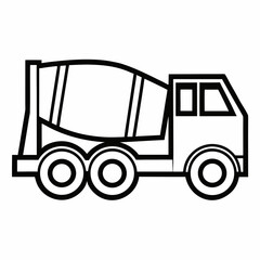 Bold black cement mixer truck illustration vehicle