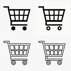 Shopping carts black and white icons trolley symbol