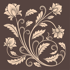 Seamless floral pattern with decorative vintage flower and leaf elements