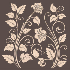Seamless floral pattern with decorative flower and leaf illustrations, ideal for spring and summer vintage designs