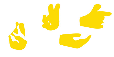 Hand icon, gesture vector isolated on white background. Waving hand victory icon. Hand waving, hand gesture, V sign illustration.