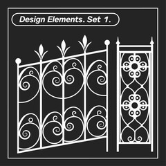 Golden antique vector floral design elements for vintage ornate borders and seamless patterns