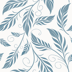 Seamless floral pattern with leaves, a vintage vector illustration for spring decoration