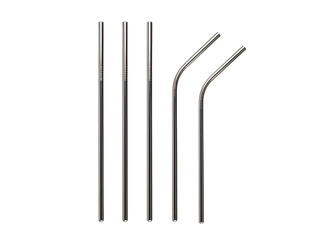 Reusable stainless steel drinking straws isolated white
