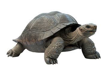Detailed realistic giant tortoise with textured shell and skin isolated on transparent background