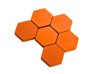 Orange hexagonal tiles arranged in honeycomb pattern
