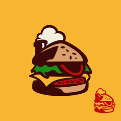Burger House Cartoon Logo Vector Illustration