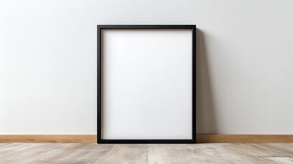 empty picture frame on wall with white background