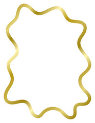 Golden curve metal frame isolated on white. Vector frame for photo. Frame for text, certificate, pictures, diploma. Luxury, gold, wedding, celebration. Wavy frame