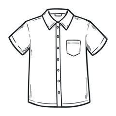 Classic short sleeve shirt with pocket | casual button-up style. Hand drawn vector illustration