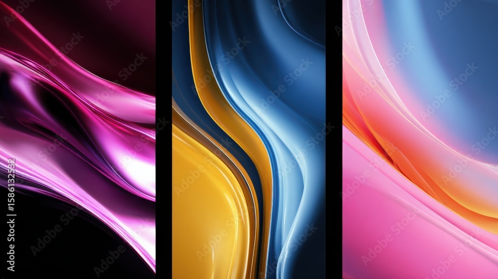 Poster abstract design featuring smooth flowing colors creating a dynamic and modern visual experience for 