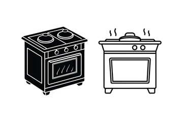 Set of stove vector art illustration