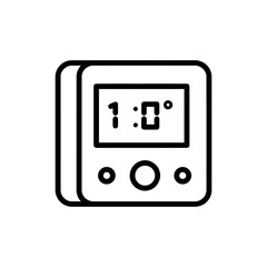 Thin line icon of a smart thermostat for temperature regulation