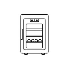 Thin line icon of a wine cooler fridge for beverage storage