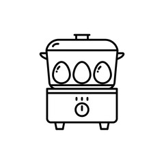 Thin line icon of an egg boiler for fast egg preparation